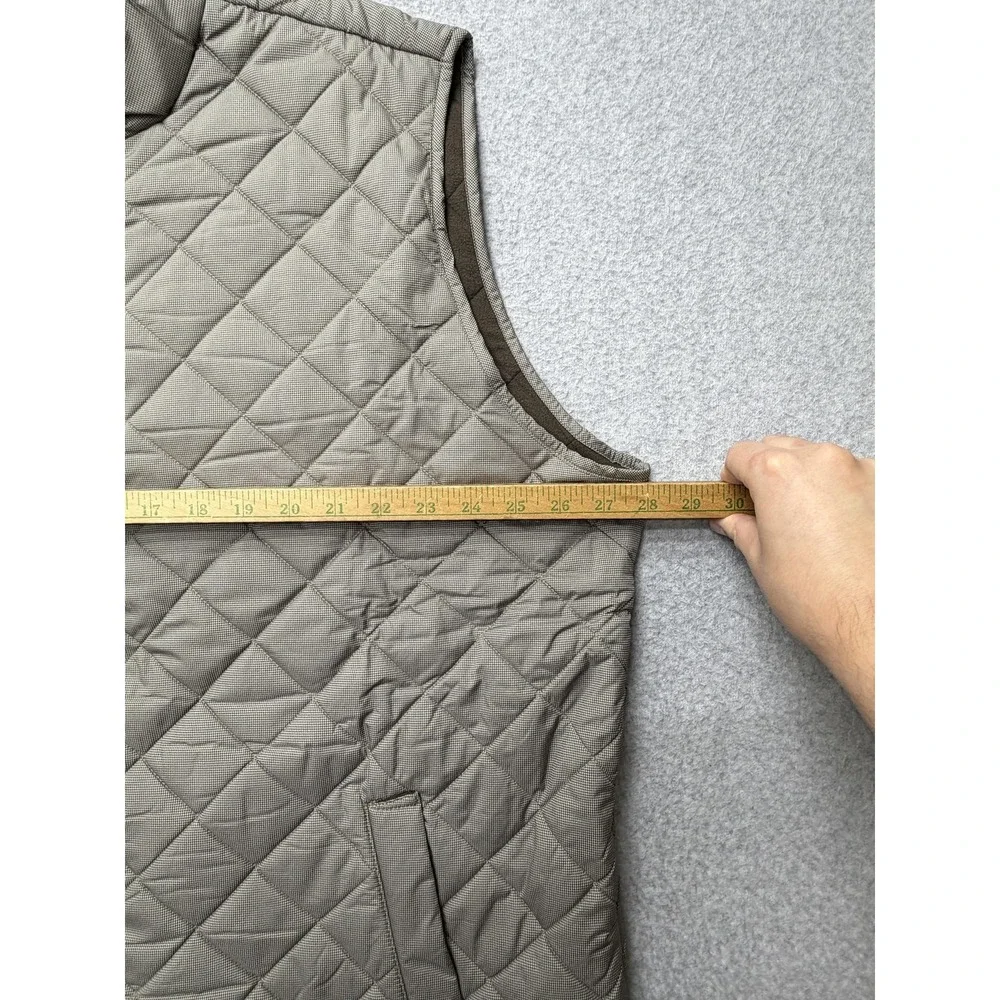 Peter Millar Vest Mens 2XLT Brown Quilted Full Zip Fleece Lined MF13Z13DX
